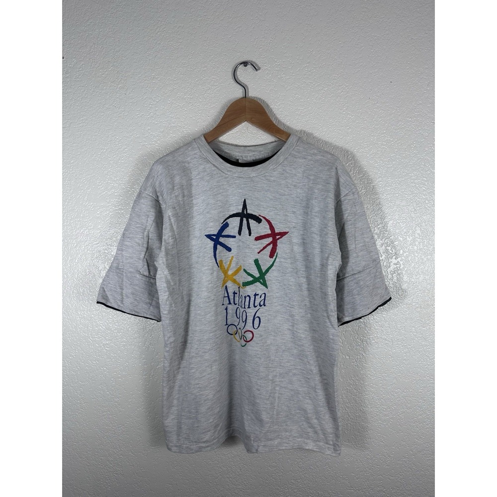 Vintage 1996 Atlanta Olympics Velva Sheen Double Layer T-Shirt USA Made L